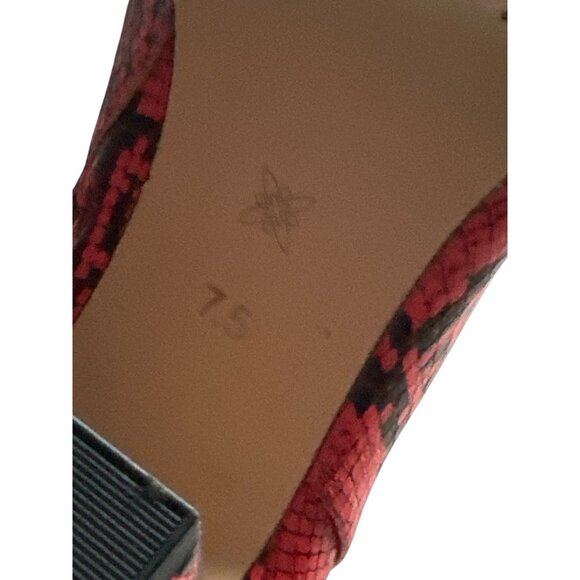 BCBGENERATION Red Snake Print Ankle Boots Block Heels Side Zipper Size 7.5 - Picture 9 of 9